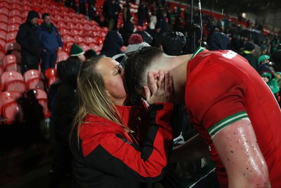 230224 - Ireland U20s v Wales U20s - U20s 6 Nations Championship - Harri Ackerman of Wales with family at full time