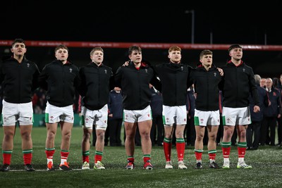 230224 - Ireland U20s v Wales U20s - U20s 6 Nations Championship - Wales sing the anthem