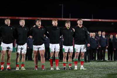 230224 - Ireland U20s v Wales U20s - U20s 6 Nations Championship - Wales sing the anthem