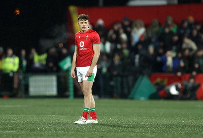 230224 - Ireland U20s v Wales U20s - U20s 6 Nations Championship - Louie Hennessey of Wales 