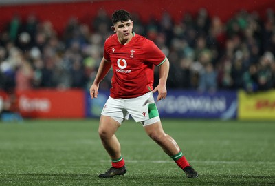 230224 - Ireland U20s v Wales U20s - U20s 6 Nations Championship - Sam Scott of Wales 