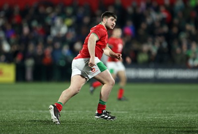 230224 - Ireland U20s v Wales U20s - U20s 6 Nations Championship - Harry Thomas of Wales 