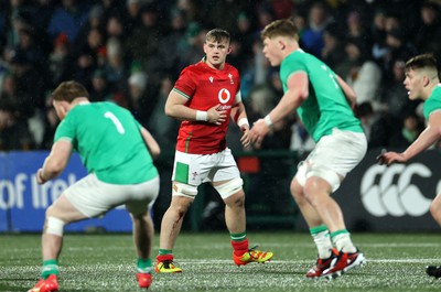 230224 - Ireland U20s v Wales U20s - U20s 6 Nations Championship - Owen Conquer of Wales 