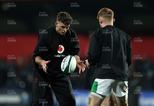 230224 - Ireland U20s v Wales U20s - U20s 6 Nations Championship - Wales during the warm up