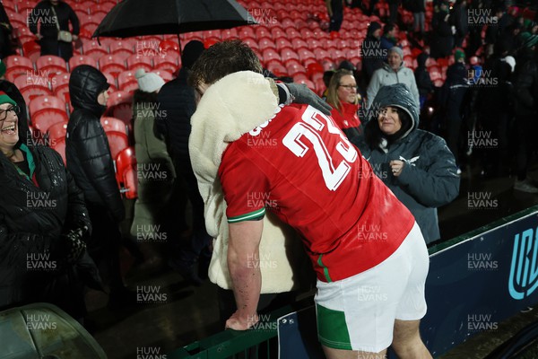 230224 - Ireland U20s v Wales U20s - U20s 6 Nations Championship - Macs Page of Wales with family at full time
