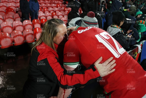 230224 - Ireland U20s v Wales U20s - U20s 6 Nations Championship - Harri Ackerman of Wales with family at full time