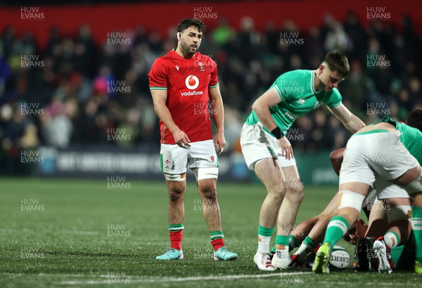 230224 - Ireland U20s v Wales U20s - U20s 6 Nations Championship - Lucas de la Rua of Wales 