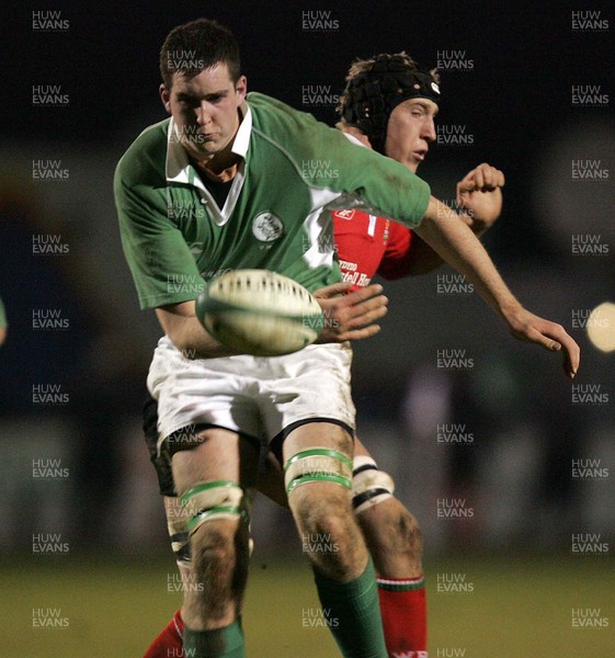 240206 - Ireland U21 v Wales U21 - Daniel Touhy of Ireland and Dominic Day of Wales 