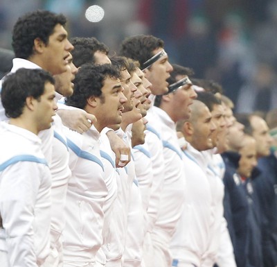 241112 Ireland v Argentina - Autumn Internationals 2012 - Argentina players during the anthems 