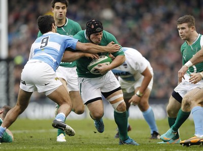 241112 Ireland v Argentina - Autumn Internationals 2012 - Mike Ross of Ireland is tackled by Martin Landajo of Argentina 