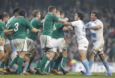 241112 Ireland v Argentina - Autumn Internationals 2012 - Ireland and Argentina players disagree 