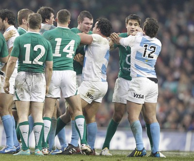 241112 Ireland v Argentina - Autumn Internationals 2012 - Ireland and Argentina players disagree 