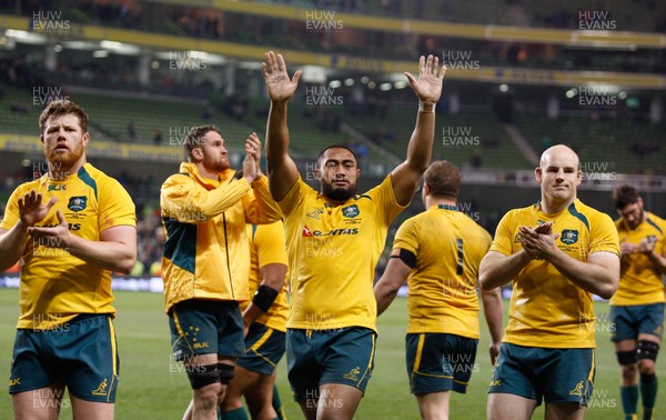 16/11/13 - Ireland v Australia - Guiness SeriesSekope Kepu of Australia applauds the travelling fans (c) Huw Evans Picture Agency