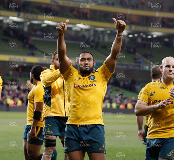 16/11/13 - Ireland v Australia - Guiness SeriesSekope Kepu of Australia applauds the travelling fans (c) Huw Evans Picture Agency