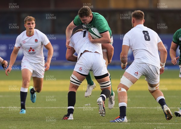 010721 - Ireland U20 v England U20, 2021 Six Nations U20 Championship - Cathal Forde of Ireland is tackled by Jack Clement of England