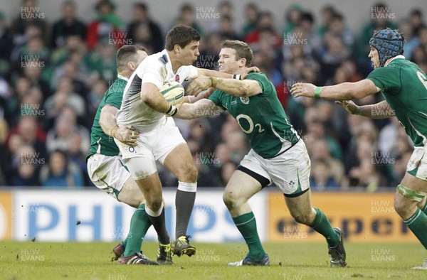 19.03.11 -  Ireland v England - RBS Six Nations 2011 - England's Ben Youngs tackled by Ireland's Cian Healy and Gordon D'Arcy.  