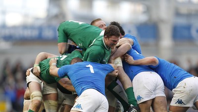 250212 Ireland v Italy - RBS Six Nations - James Coughlan of Ireland leads the Irish charge