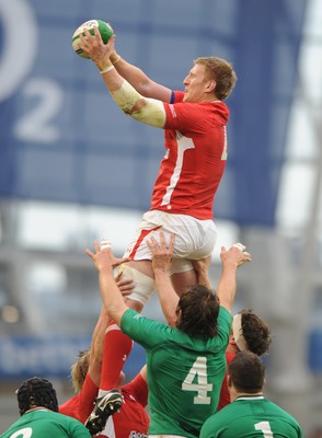 05.02.12 - Ireland v Wales - RBS Six Nations 2012 -.Bradley Davies of Wales takes line-out ball..