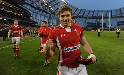 05.02.12 - Ireland v Wales - RBS Six Nations 2012 -.Leigh Halfpenny of Wales celebrates at the end of the game..