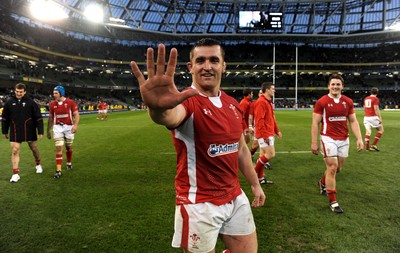 05.02.12 - Ireland v Wales - RBS Six Nations 2012 -.Huw Bennett of Wales celebrates win and his 50th cap at the end of the game..