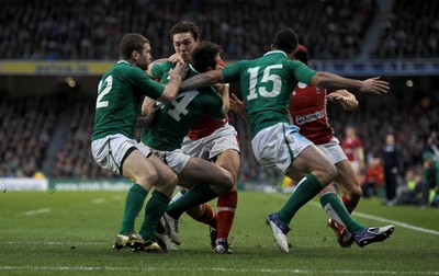 05.02.12 - Ireland v Wales - RBS Six Nations 2012 -.George North of Wales scores try..