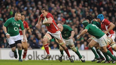 05.02.12 - Ireland v Wales - RBS Six Nations 2012 -.Ian Evans of Wales breaks clear..