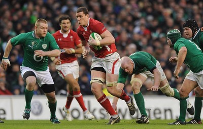 05.02.12 - Ireland v Wales - RBS Six Nations 2012 -.Ian Evans of Wales breaks clear..