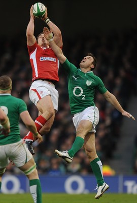 05.02.12 - Ireland v Wales - RBS Six Nations 2012 -.George North of Wales and Tommy Bowe of Ireland..