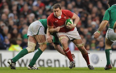 05.02.12 - Ireland v Wales - RBS Six Nations 2012 -.Ian Evans of Wales breaks clear..