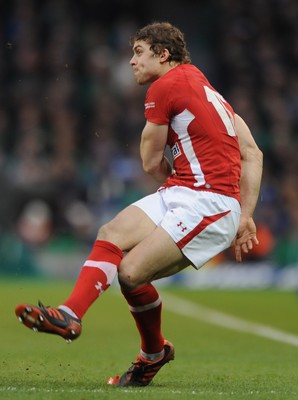 05.02.12 - Ireland v Wales - RBS Six Nations 2012 -.Leigh Halfpenny of Wales kicks at goal..