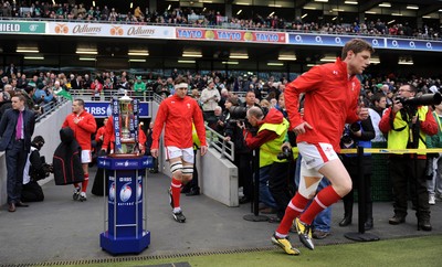 05.02.12 - Ireland v Wales - RBS Six Nations 2012 -.Rhys Priestland and Ryan Jones of Wales run out..