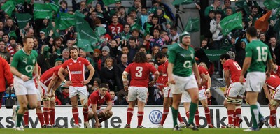 05.02.12 - Ireland v Wales - RBS Six Nations 2012 -.Wales players look dejected after a Irish try..