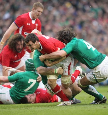 05.02.12  Ireland  v Wales .Wales' Sam Warburton is tackled by Donnacha O'Callaghan of Ireland..