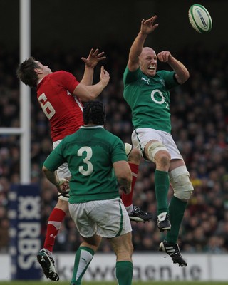 05.02.12  Ireland  v Wales .Ireland's Paul O'Connell wins the high ball..