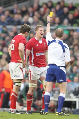 05.02.12  Ireland  v Wales .Wales' Bradley Davies is shown a yellow card..