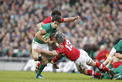 05.02.12 - Ireland v Wales - RBS Six Nations.Ireland's Conor Murray is tackled by Toby Faletau and Jonathan Davies of Wales.