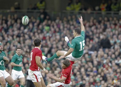 05.02.12 - Ireland v Wales - RBS Six Nations.Ireland's Rob Kearney takes a tumble.