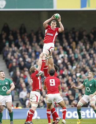 05.02.12 - Ireland v Wales - RBS Six Nations.Wales' Ian Evans receives lineout ball.