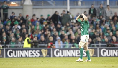 05.02.12 - Ireland v Wales - RBS Six Nations.Ireland's Stephen Ferris leaves the field after being shown a yellow card by referee Wayne Barnes.