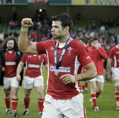 05.02.12 - Ireland v Wales - RBS Six Nations.Wales' Mike Phillips shows his delight after the final whistle.