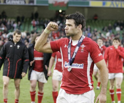 05.02.12 - Ireland v Wales - RBS Six Nations.Wales' Mike Phillips shows his delight after the final whistle.