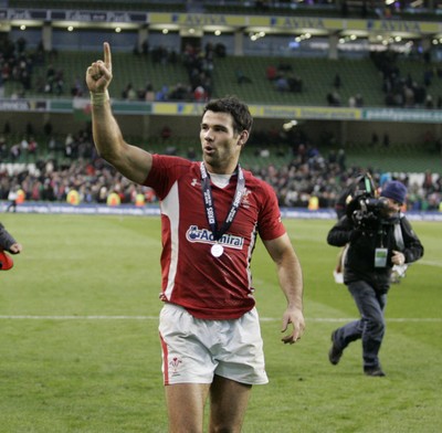 05.02.12 - Ireland v Wales - RBS Six Nations.Wales' Mike Phillips shows his delight after the final whistle.