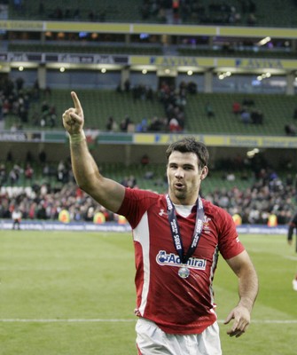 05.02.12 - Ireland v Wales - RBS Six Nations.Wales' Mike Phillips shows his delight after the final whistle.