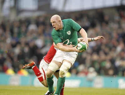 05.02.12 - Ireland v Wales - RBS Six Nations.Ireland's Paul O'Connell is tackled by Wales' George North.