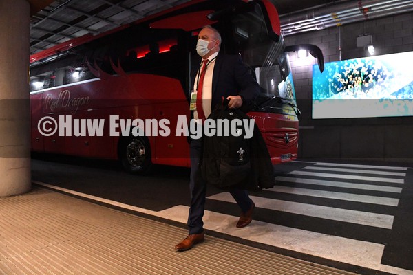 050222 - Ireland v Wales - Guinness Six Nations - Wales head coach Wayne Pivac arrives