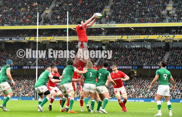 050222 - Ireland v Wales - Guinness Six Nations - Adam Beard of Wales takes line out ball