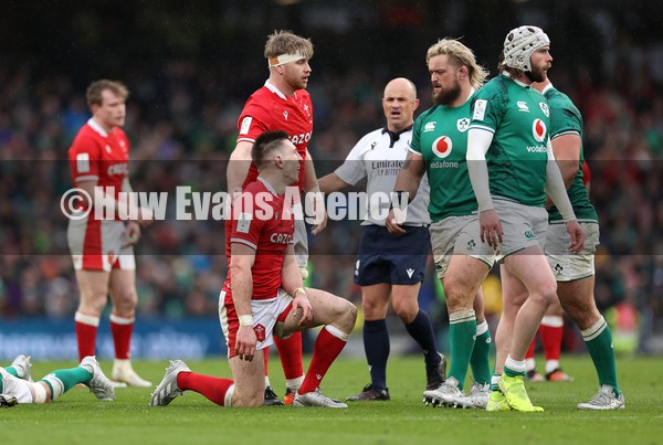 050222 - Ireland v Wales - Guinness Six Nations Championship - Josh Adams of Wales collides with Johnny Sexton of Ireland resulting in a yellow card