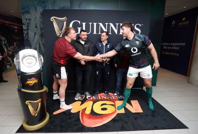 060326 - Ireland v Wales - Guinness Six Nations Championship - Captains Dewi Lake of Wales and Caelan Doris of Ireland during the coin toss