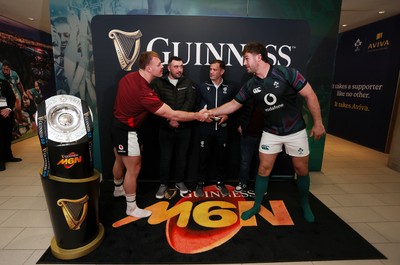 060326 - Ireland v Wales - Guinness Six Nations Championship - Captains Dewi Lake of Wales and Caelan Doris of Ireland during the coin toss