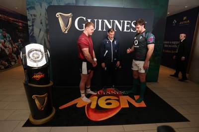 060326 - Ireland v Wales - Guinness Six Nations Championship - Captains Dewi Lake of Wales and Caelan Doris of Ireland during the coin toss